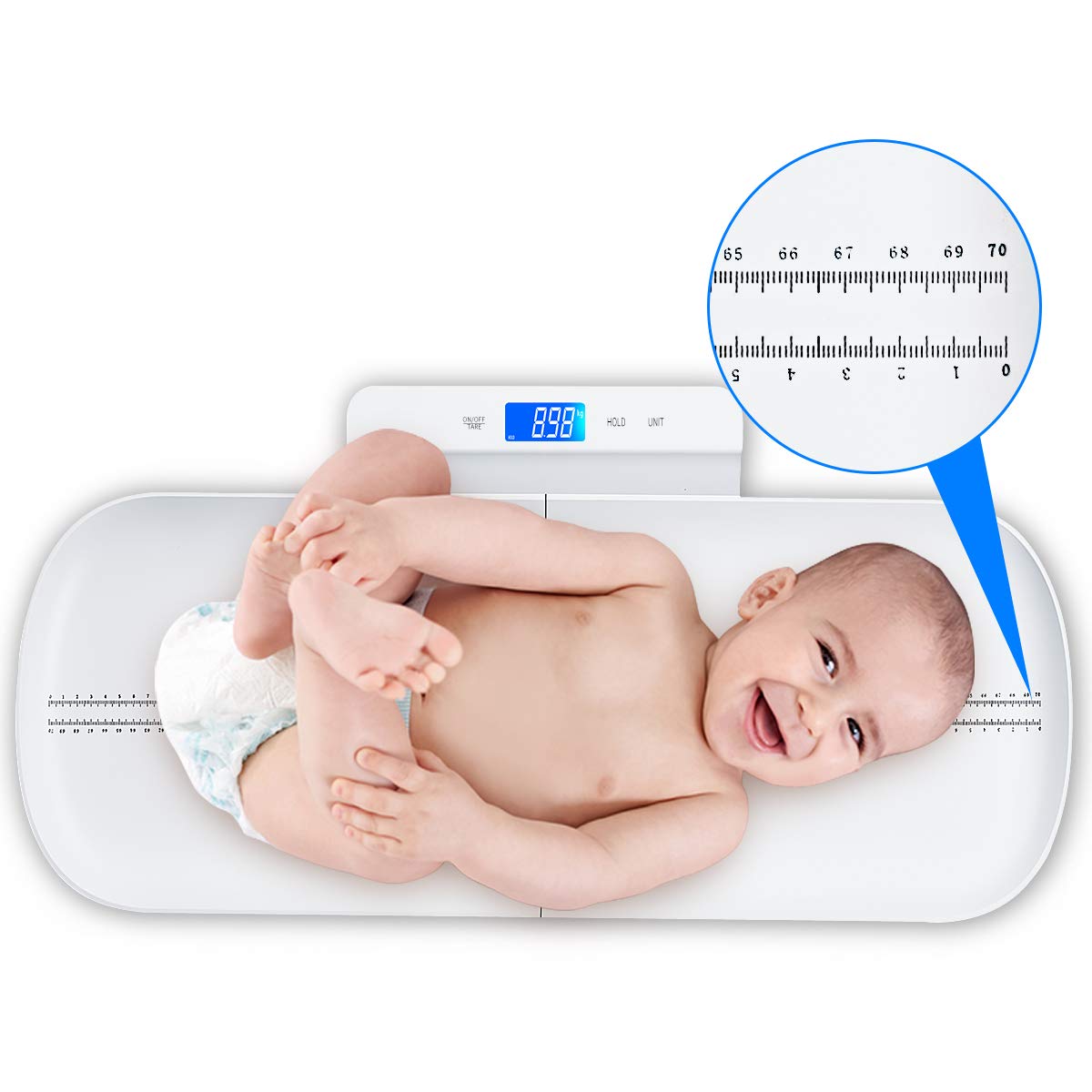 KUBEI Digital Baby Scale for Infants & Pets - Accurate Weight & Height Measurement in kg/lb/oz - Multi-Function Toddler Scale with Holding Function & Tray - Perfect for Newborns, Puppies & Kittens - Ideal for Pediatric Checkups, Pet Health Monitoring & Home Use