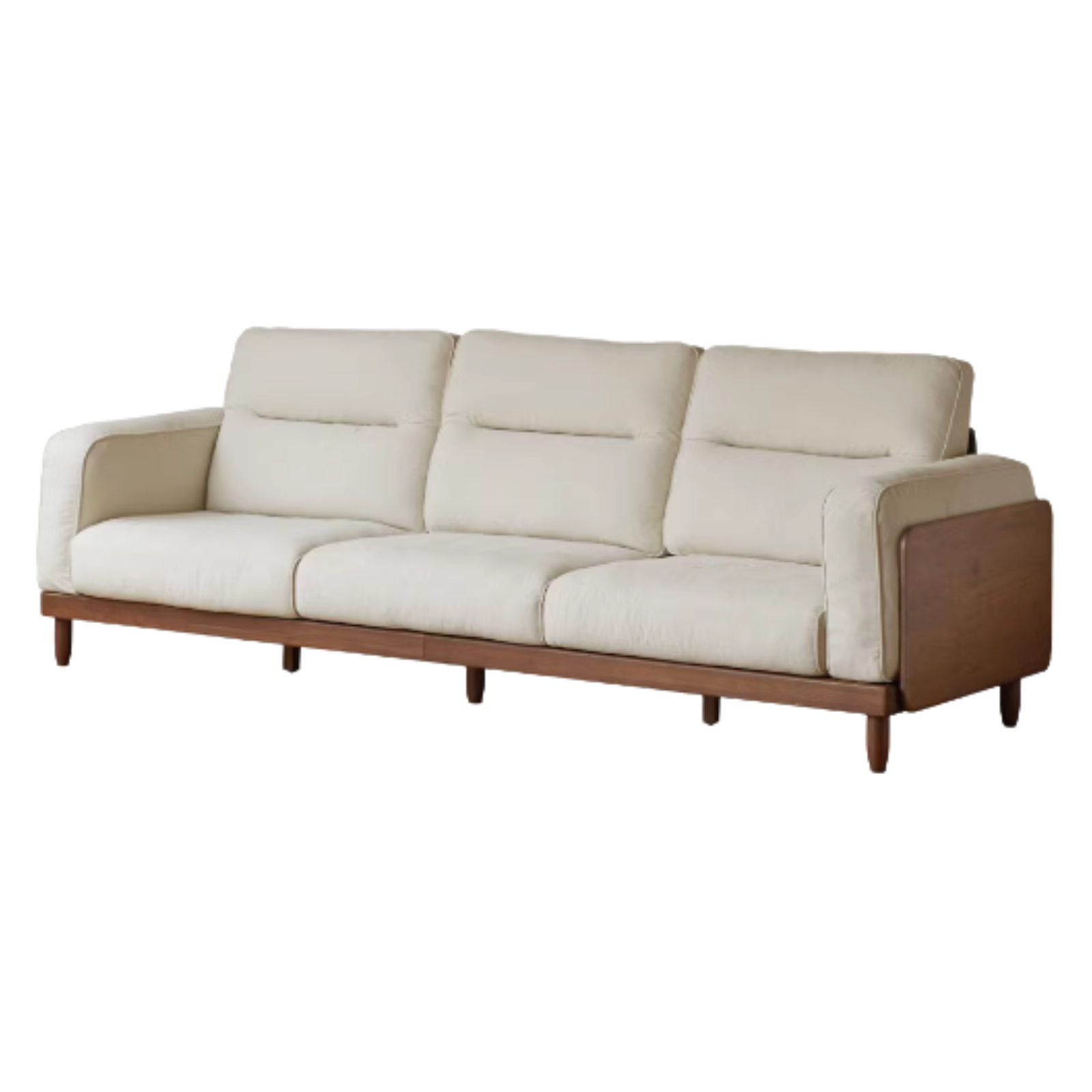 Premium Black Walnut & Ash Solid Wood Leather Sofa with Genuine Yellow Cowhide Upholstery - Luxury Living Room Furniture for Modern Home Decor