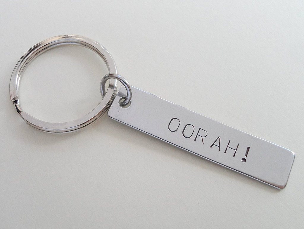 US Marine Corps Keychain - Oorah Engraved Stainless Steel Military Gift for Veterans & Active Duty - Perfect for Deployment, Homecoming & Everyday Carry