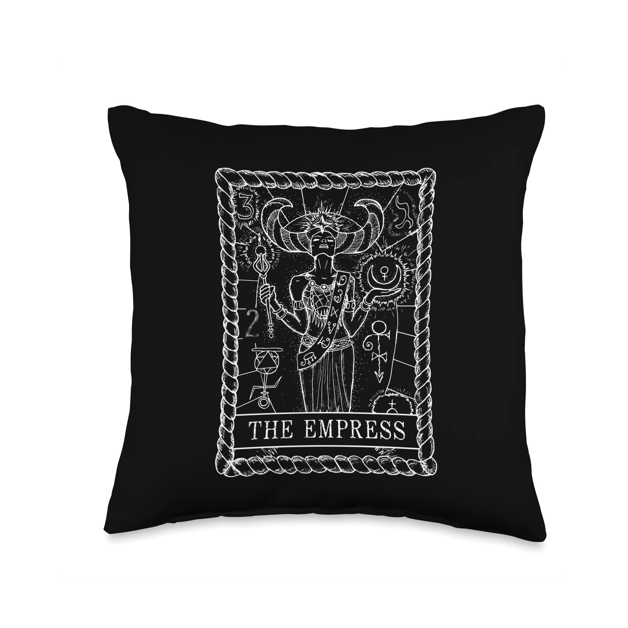 Empress Tarot Card Throw Pillow - 16x16 Inch Occult & Supernatural Decor - Multicolor Bohemian Home Decor for Witchy Aesthetic, Meditation Room & Spiritual Gifts