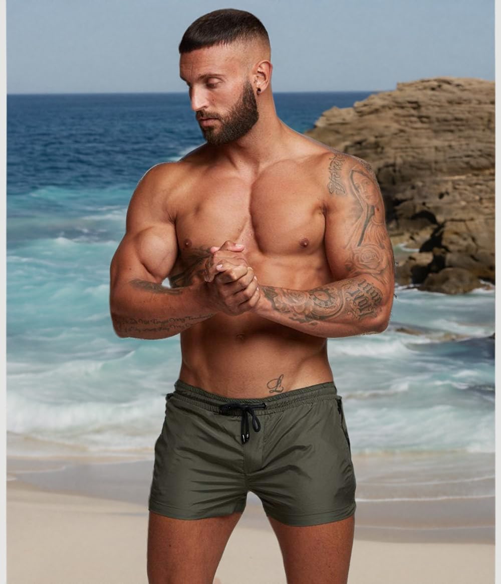 TONLEN Men's Quick-Dry Swim Trunks with Zipper Pockets - Lightweight Sports Swim Shorts for Swimming, Beach, Surfing & Water Activities