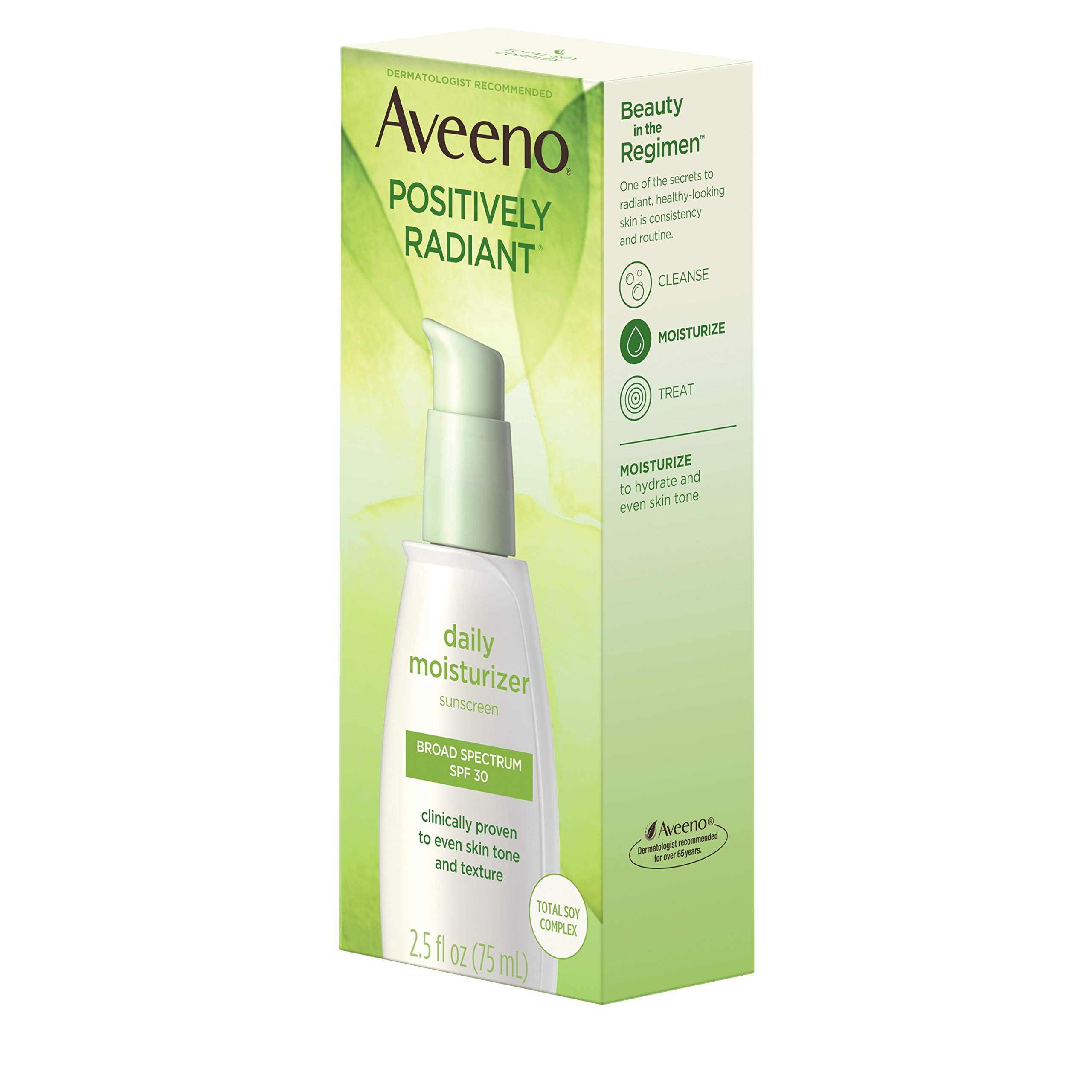 Aveeno Positively Radiant Daily Face Moisturizer with SPF 30 Sunscreen - 2.3 Fl Oz (Pack of 12) | Oil-Free, Non-Comedogenic & Hypoallergenic Facial Lotion for Glowing Skin | Perfect for Daily Use, Travel & On-The-Go Hydration