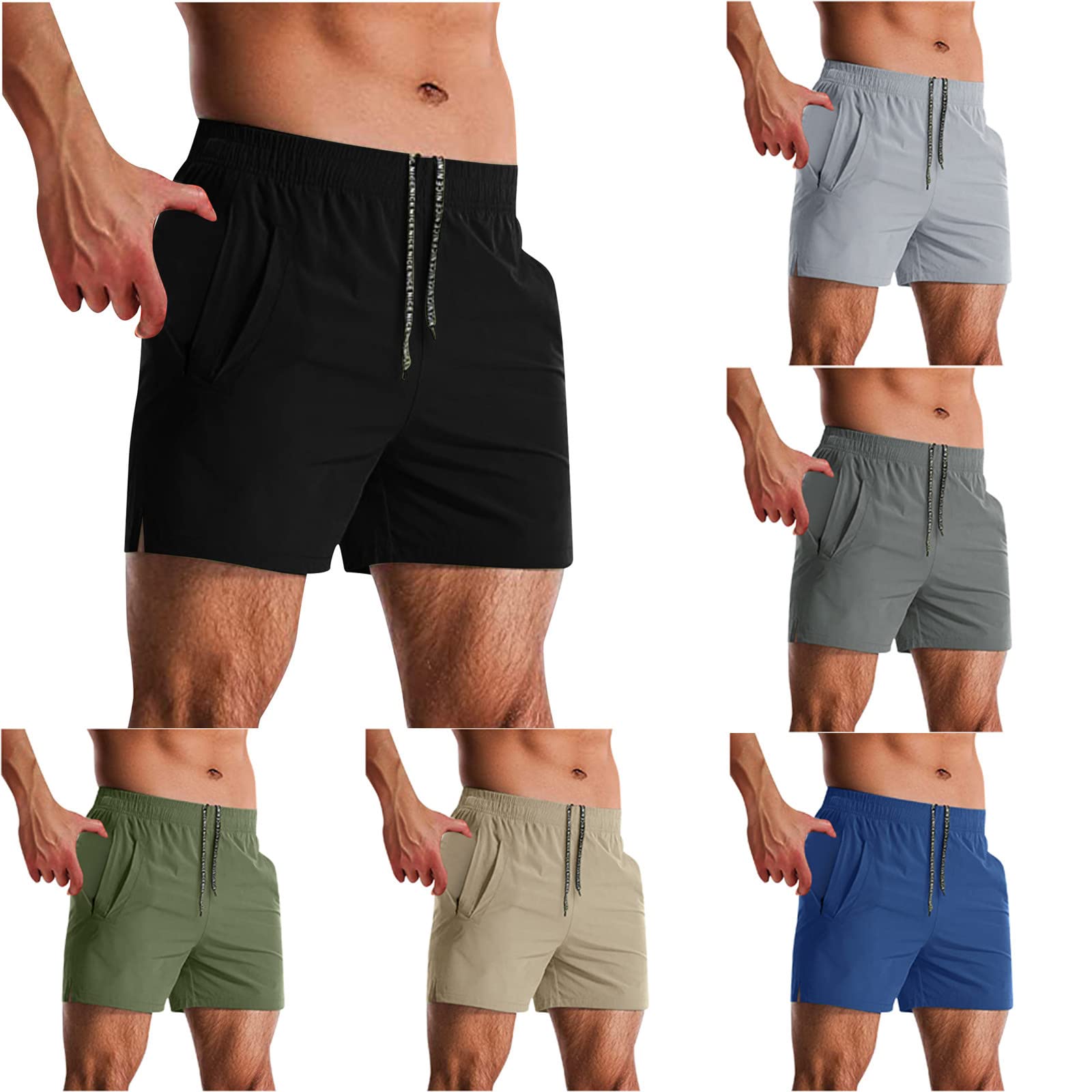 Men's Quick-Dry Sports Shorts with Zipper & Drawstring - Breathable Workout Gym Running Shorts for Jogging, Fitness & Beach - Casual Baggy Athletic Pants for Outdoor Activities & Summer Wear