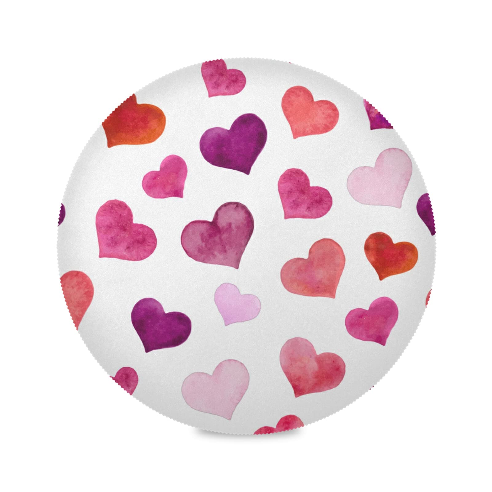Valentine's Day Round Heart Placemats Set of 6 - Washable Kitchen Table Mats for Romantic Dining, Dinner Parties & Holiday Decor