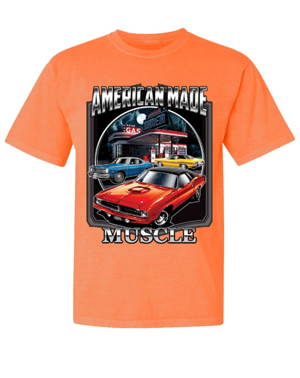 Vintage Dodge Racing Muscle Cars & Trucks Graphic T-Shirt - American Made Garment-Dyed Washed Look Short Sleeve Tee - Perfect for Car Enthusiasts & Casual Wear