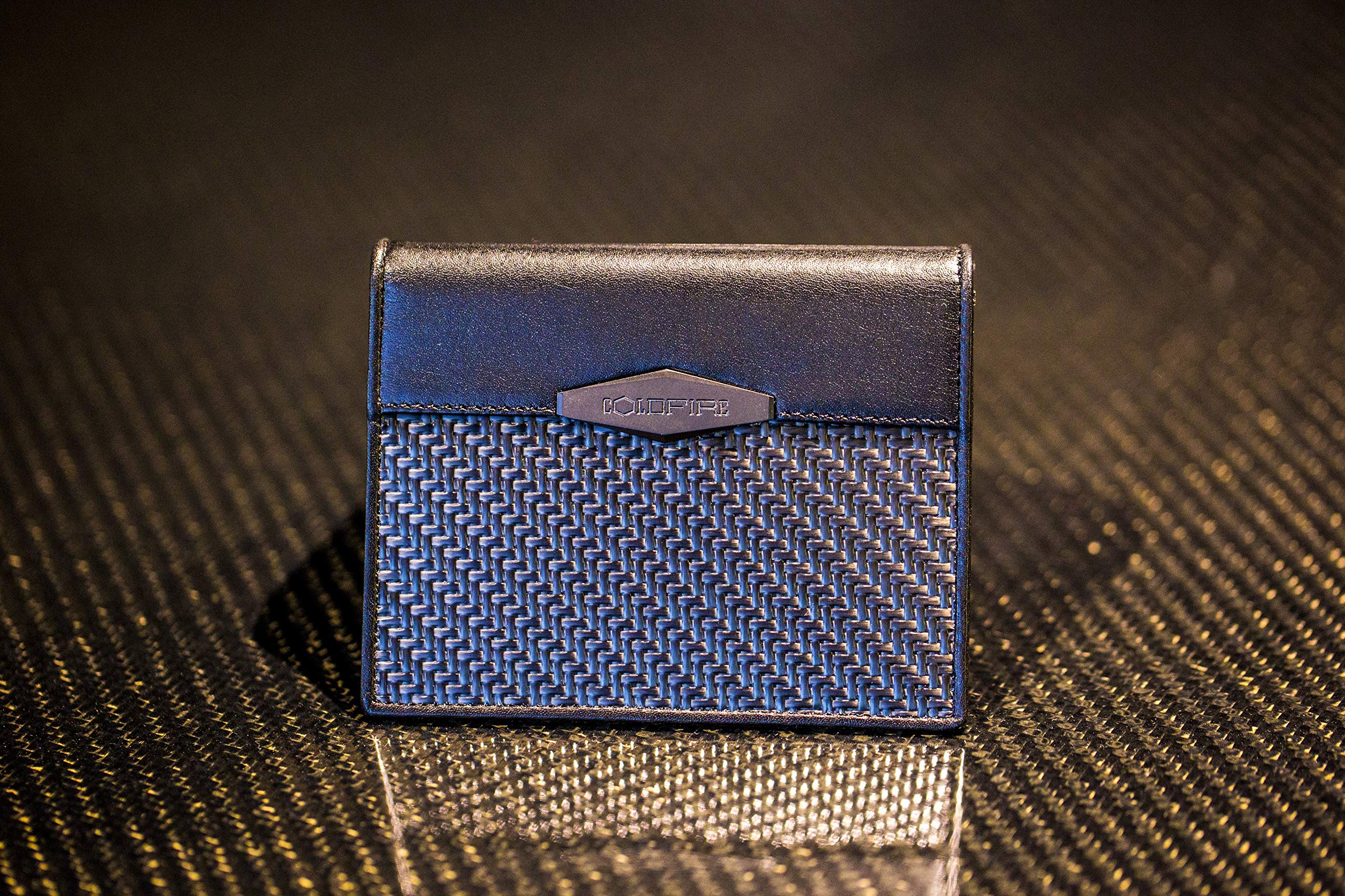 COLDFIRE Tactical Carbon Fiber Wallet - Handmade Slim RFID Blocking Bifold Wallet for Men - Genuine K-Leather Front Pocket Credit Card Holder - Made in Europe - Perfect for Everyday Carry (EDC), Travel & Minimalist Lifestyle