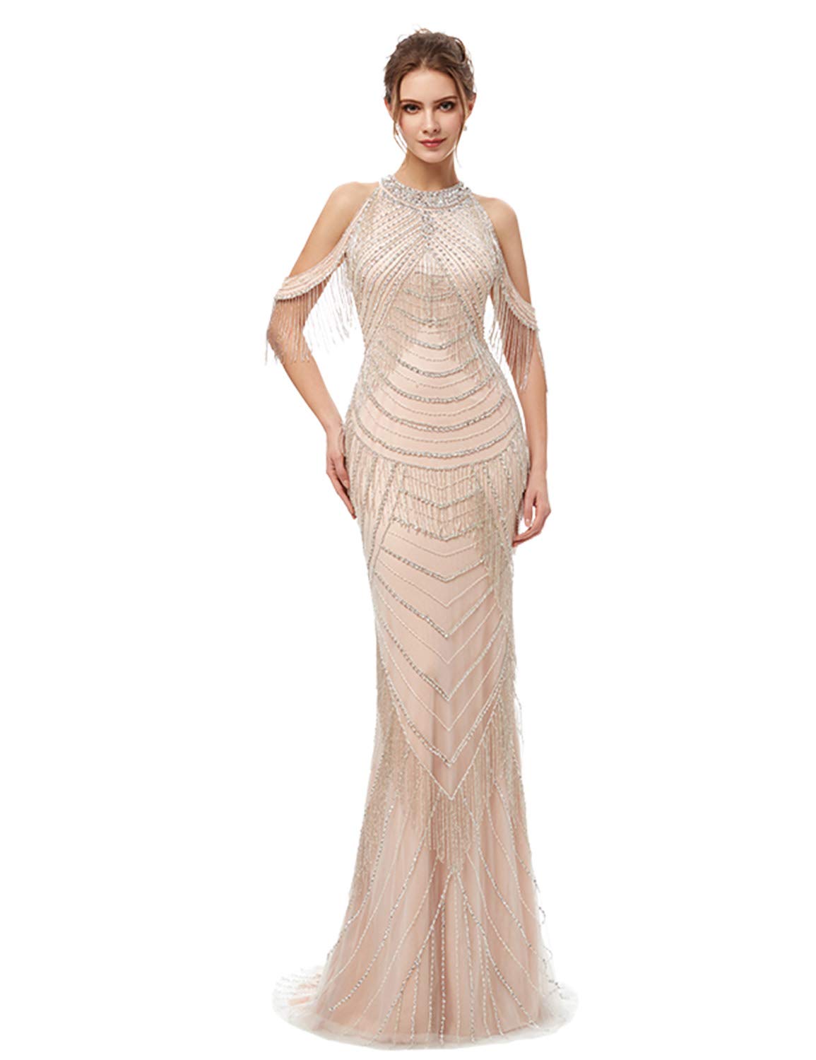 Sarahbridal Women's Tulle Mermaid Sequin Evening Dress - Elegant Formal Prom Gown Long for Wedding, Homecoming, Ball & Special Occasions