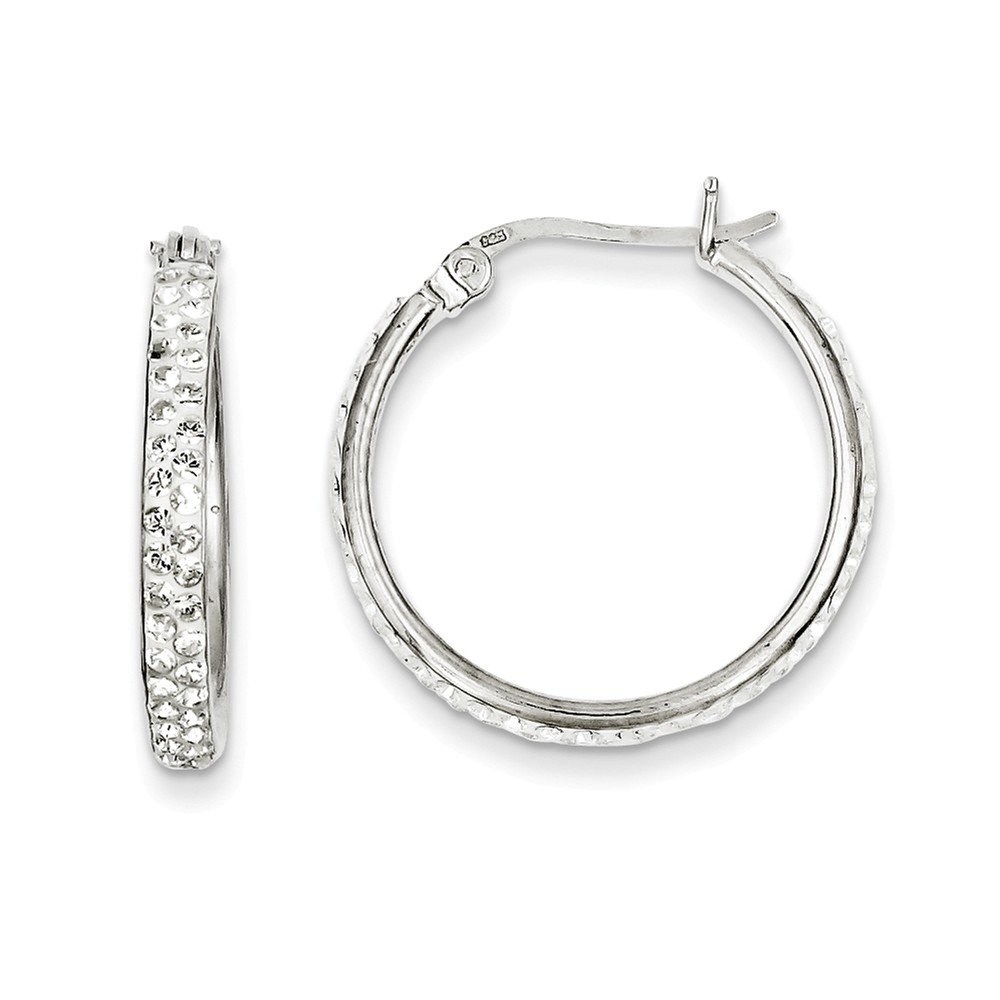 925 Sterling Silver White Swarovski Crystal Hoop Earrings for Women - Elegant Dangle Hoops for Party, Wedding & Everyday Wear