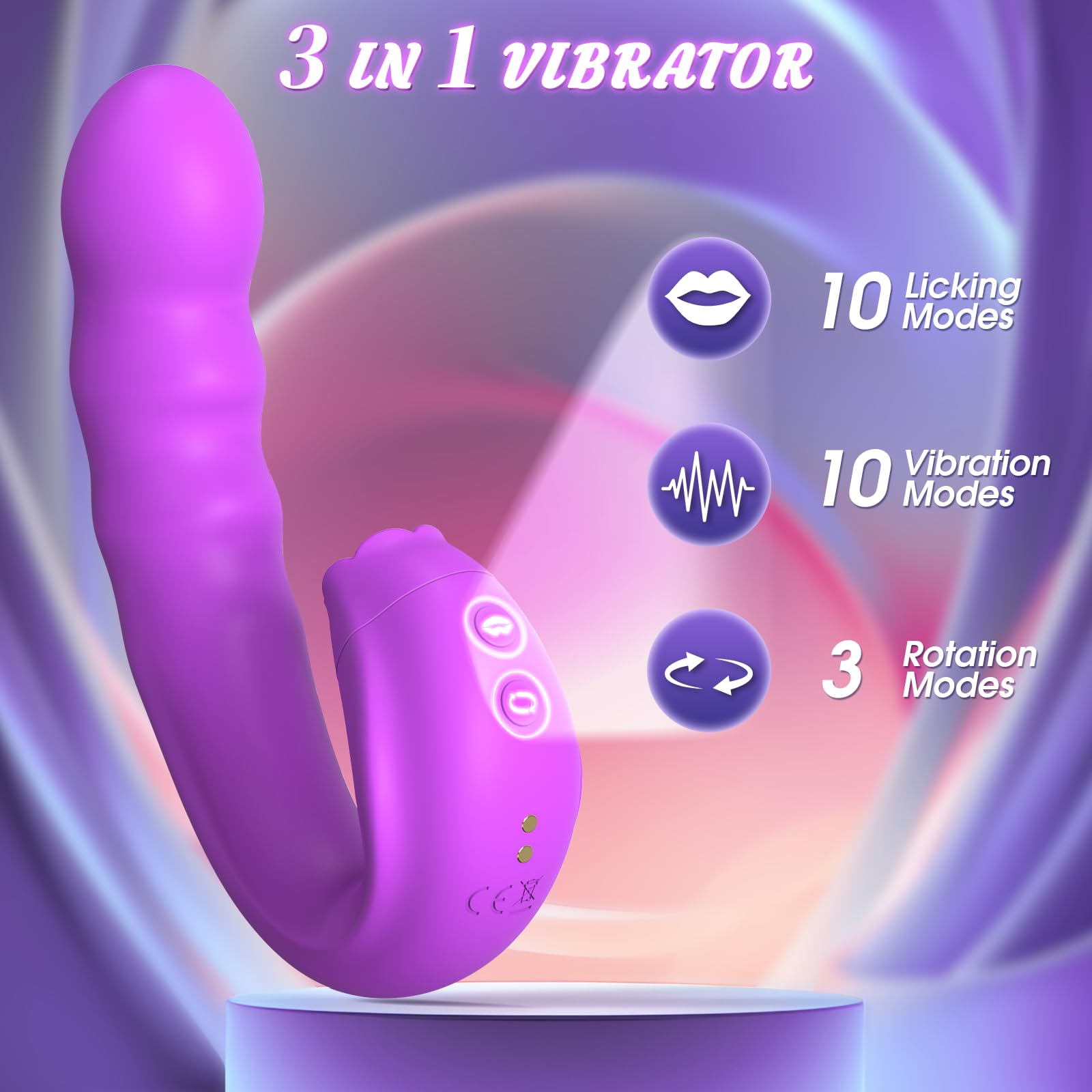 10-Speed Clitoral & G-Spot Vibrator with Rotating Tongue - 3-in-1 Rechargeable Adult Toy for Women & Couples | Waterproof Sex Toy for Solo Play, Foreplay & Couples Intimacy
