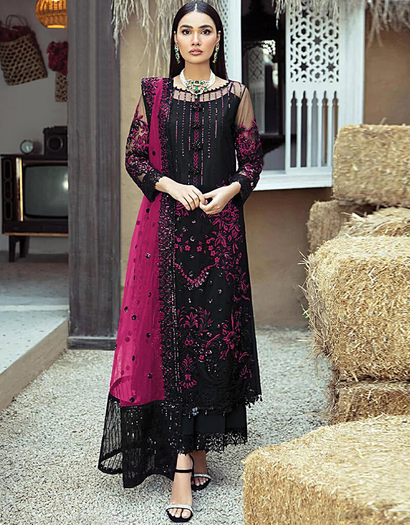 Elegant Black Faux Georgette Palazzo Salwar Suit - Indian Ethnic Wear for Women - Perfect for Weddings, Parties & Festive Occasions