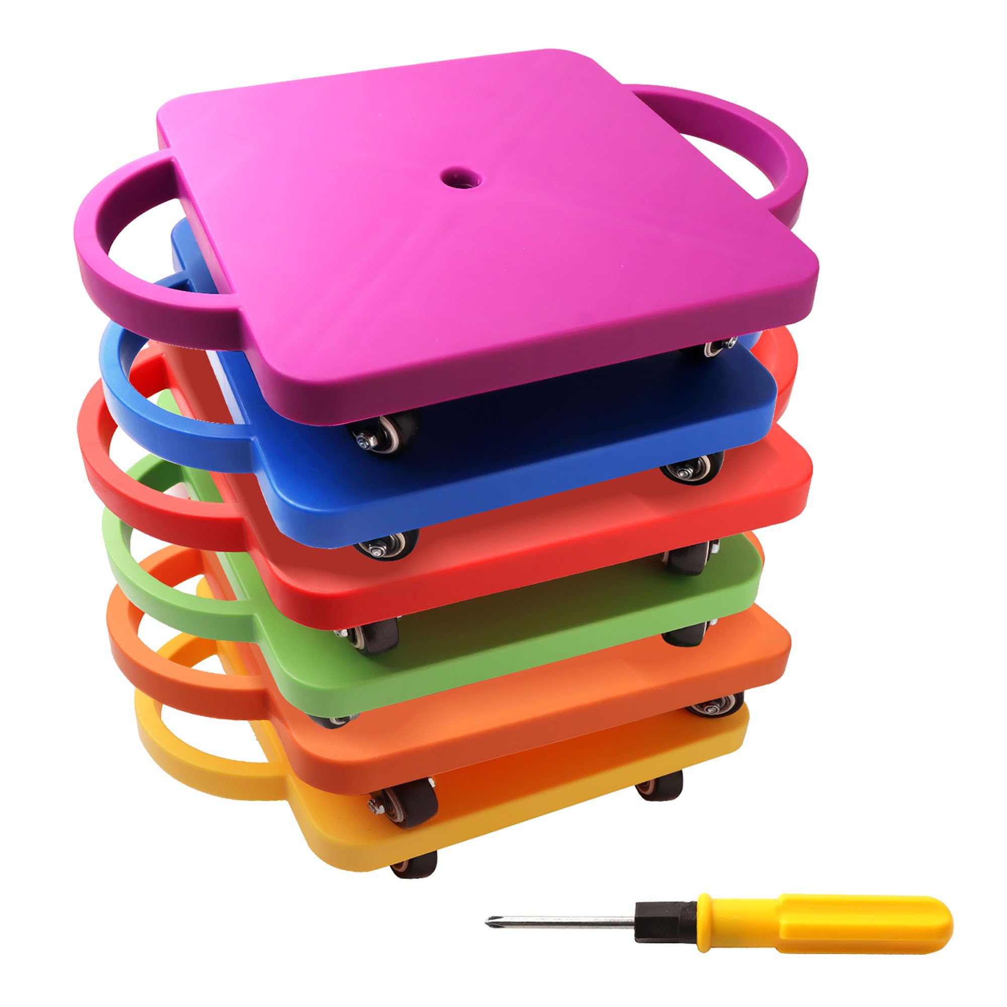 GSE Games & Sports Expert Gym Floor Scooter Board with Handles - Kids Indoor Play Equipment - Fun Sitting Scooter with Non-Marring Plastic Casters for Children - Perfect for School Gyms, Daycare Centers & Home Playrooms