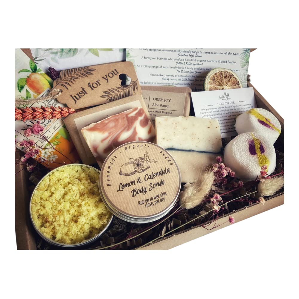 Luxury Vegan Shower & Skincare Gift Set - Handmade Spa Box with Fruity Floral Aromatherapy Shower Steamers | Perfect Birthday Present for Women, Wife, Mom & Friends | Thank You Gift for Relaxation & Self-Care Moments