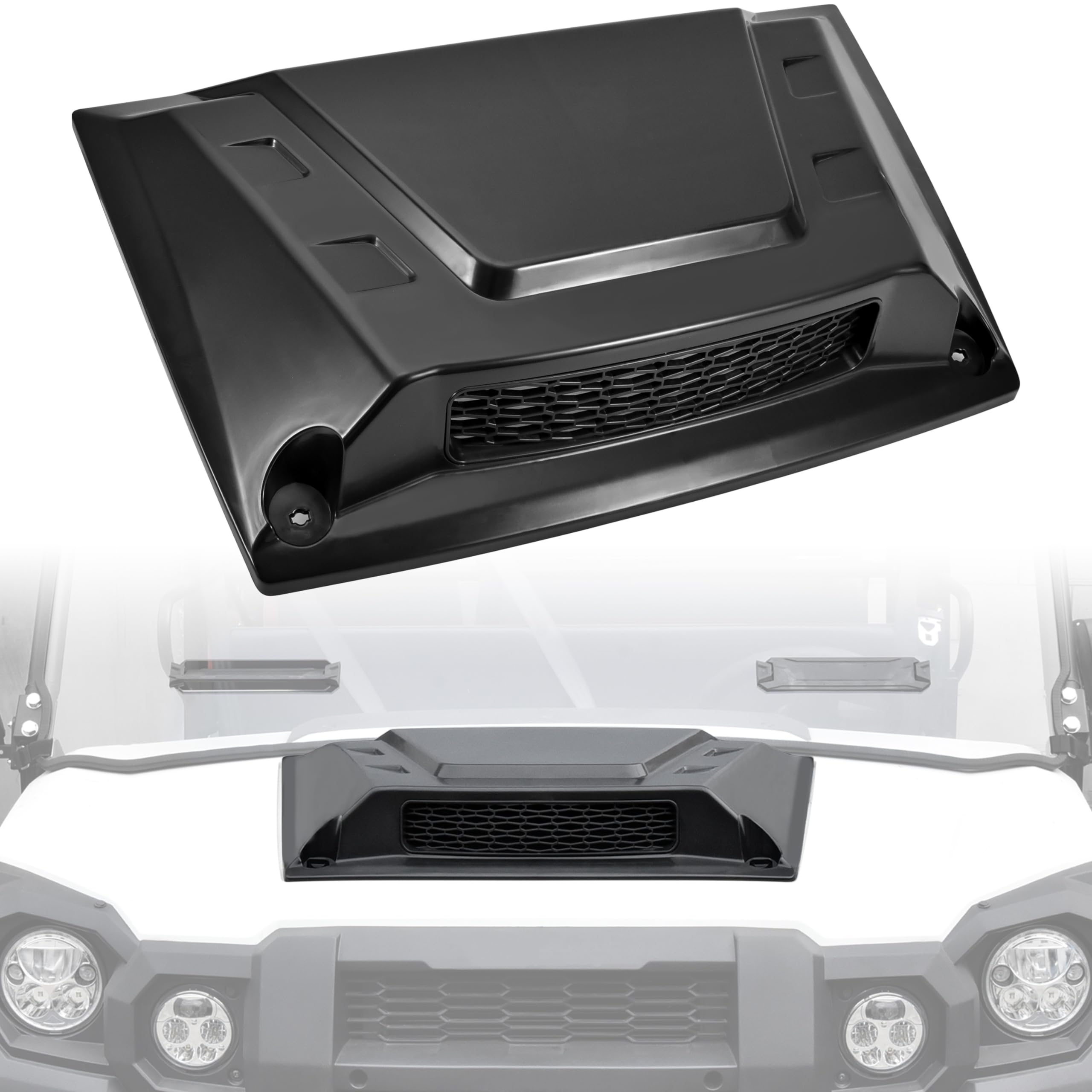 SAUTVS Sport Hood Scoop Kit with Mesh Grill for Kawasaki Mule Pro FXT DXT DX FX (2015-2025) - High Performance Air Intake Accessory for Off-Road & Utility Vehicles