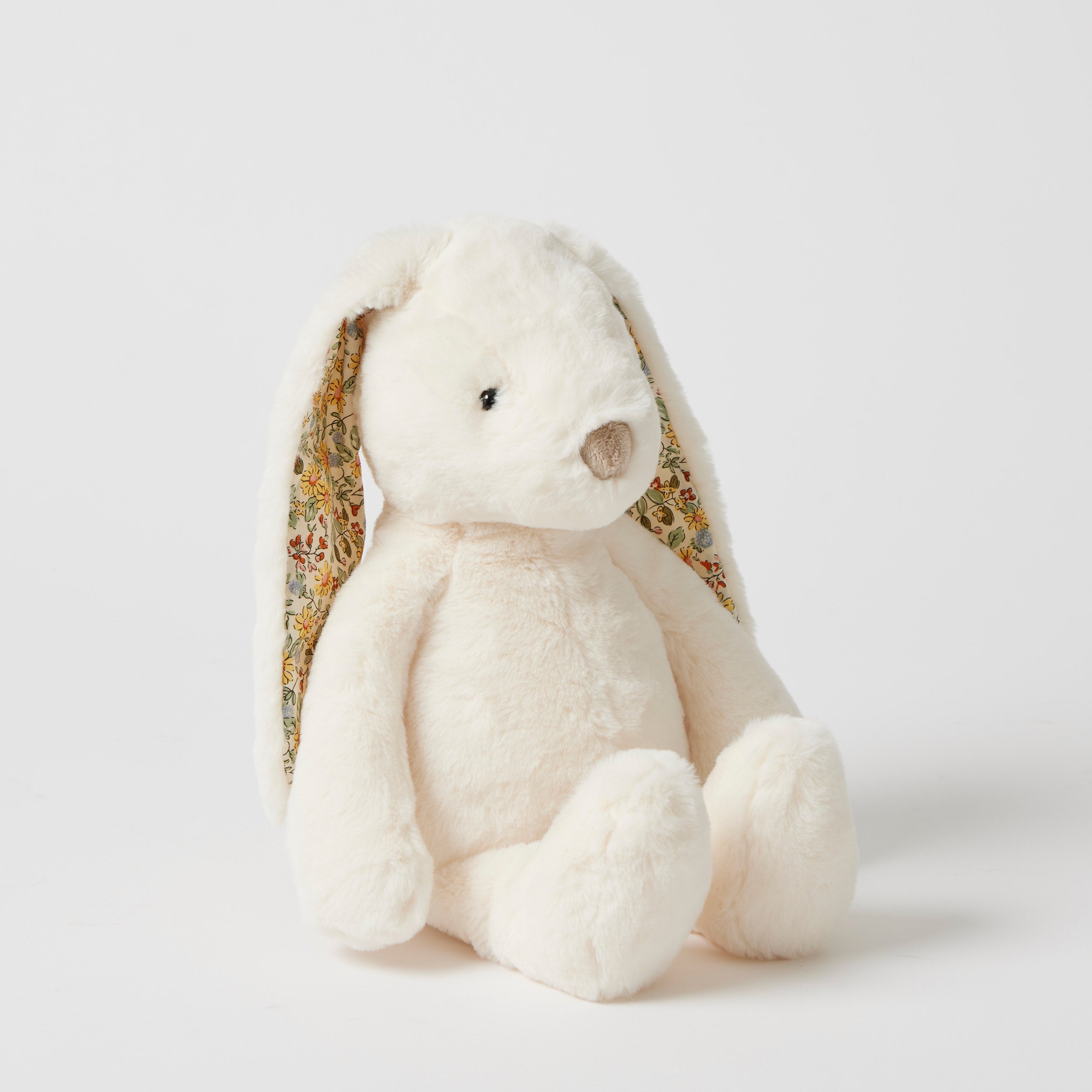 Jiggle & Giggle Floral White Bunny Plush Toy - Soft Cuddly Stuffed Animal for Kids, Nursery Decor, Easter Gift & Baby Shower Present