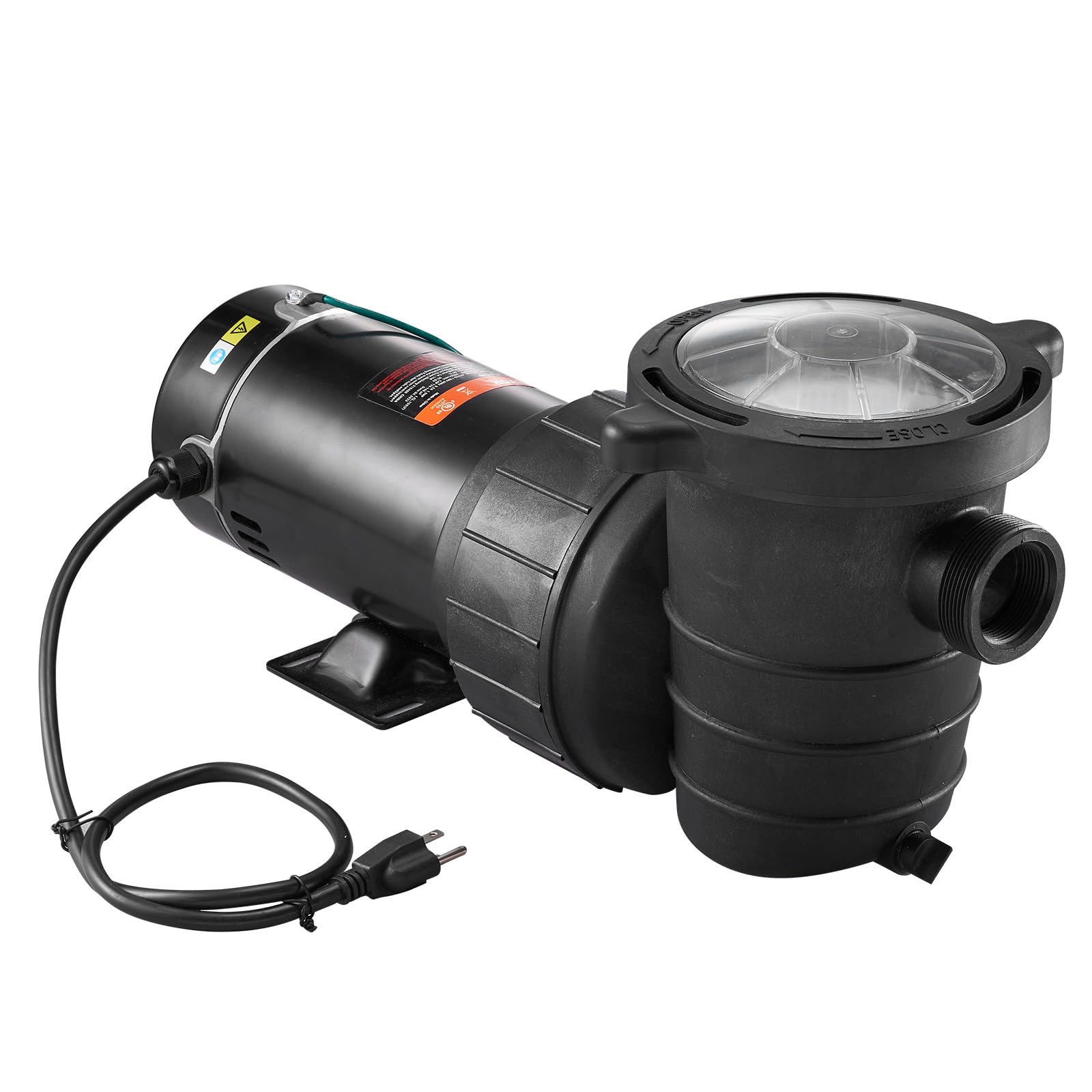 VEVOR 2.0HP 115V Swimming Pool Pump - 1500W Single Speed Above Ground Pool Pump with Strainer Basket, 5400 GPH Max Flow, ETL Certified | Perfect for Inground & Above Ground Pools, Backyard Water Features, and Pool Maintenance