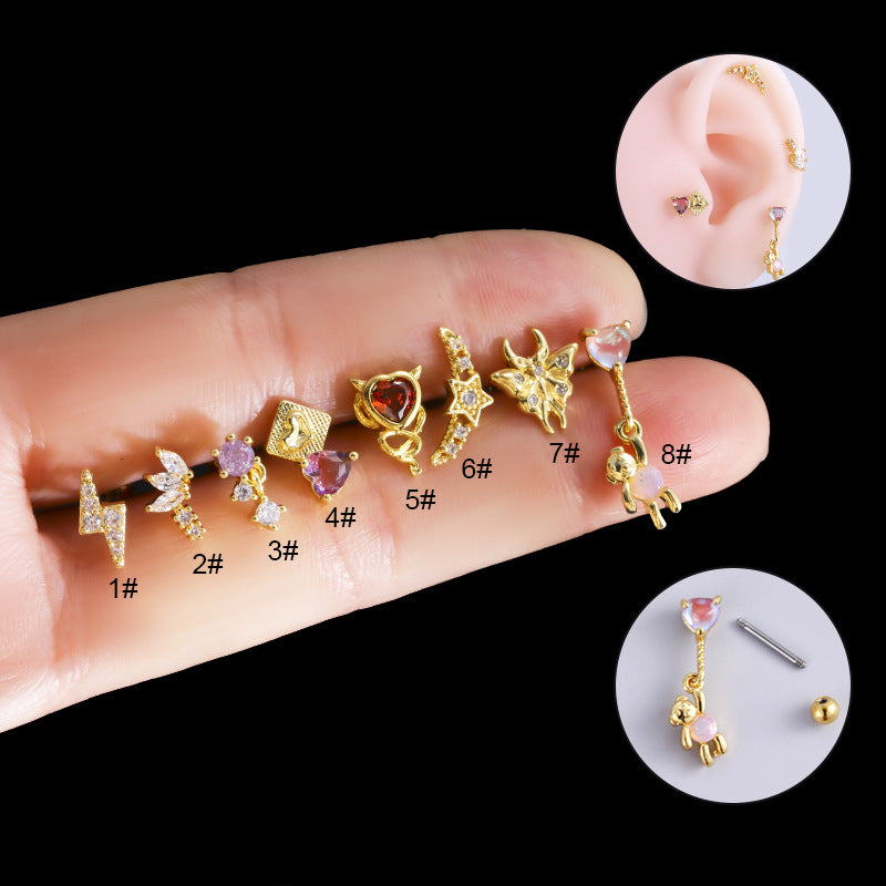 20G Cartilage Surgical Steel Earrings - Butterfly, Heart & Ball Back Stud Earrings for Women | Hypoallergenic Piercing Jewelry | Perfect for Daily Wear, Parties & Gifts