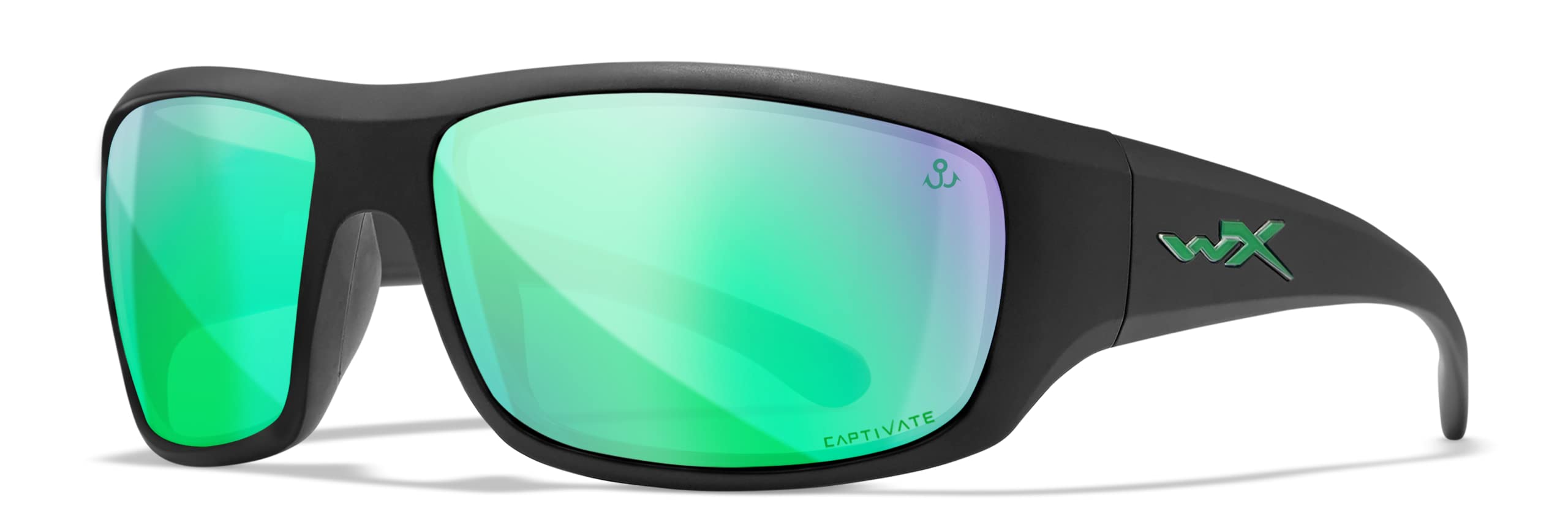 Wiley X WX Omega Jacob Wheeler Signature Series Polarized Sunglasses - ANSI Z87.1 Safety Rated, UV Protection for Men & Women - Matte Black Frames with Green Mirror Lenses - Perfect for Fishing, Boating & Outdoor Sports
