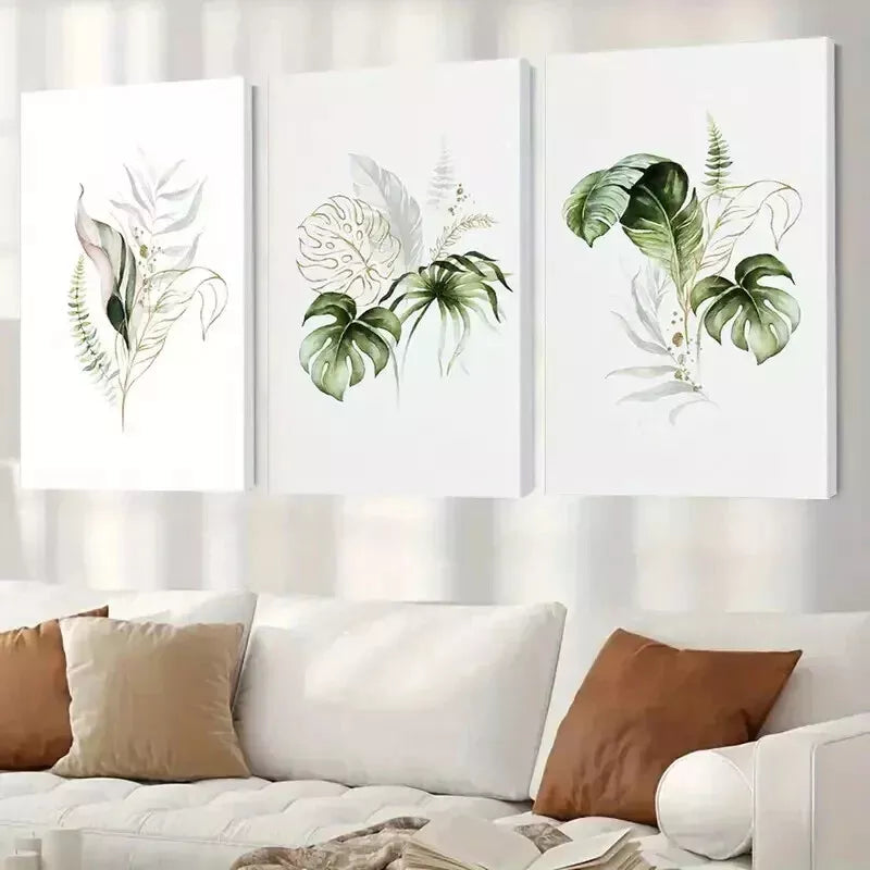 3-Piece Green Botanical Wall Art Set - Framed Canvas Prints 50x70cm - High Quality Australian Made Wall Decor - Perfect for Living Room, Bedroom & Office Decor