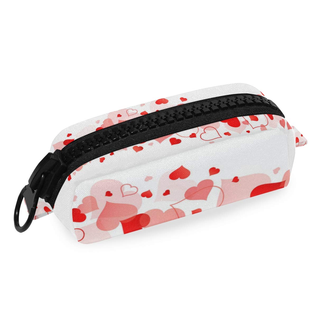 FengJu Large Capacity Pencil Case with Heart Design - Makeup Organizer, Pen Holder & Cosmetic Bag for School, Office & Travel - Durable Zippered Pouch (Red) - Perfect for Teens, Students & Professionals