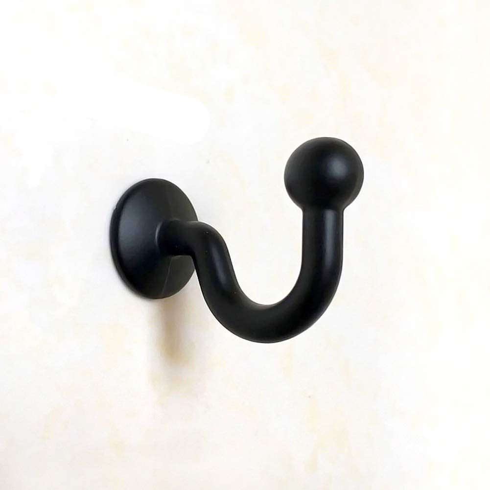 2 Pairs Black European Style Curtain Hooks - Heavy Duty Curtain Holdbacks, Tiebacks & Ceiling Screw Hooks for Drapes, Sheers & Window Treatments - Perfect for Living Room, Bedroom & Home Decor