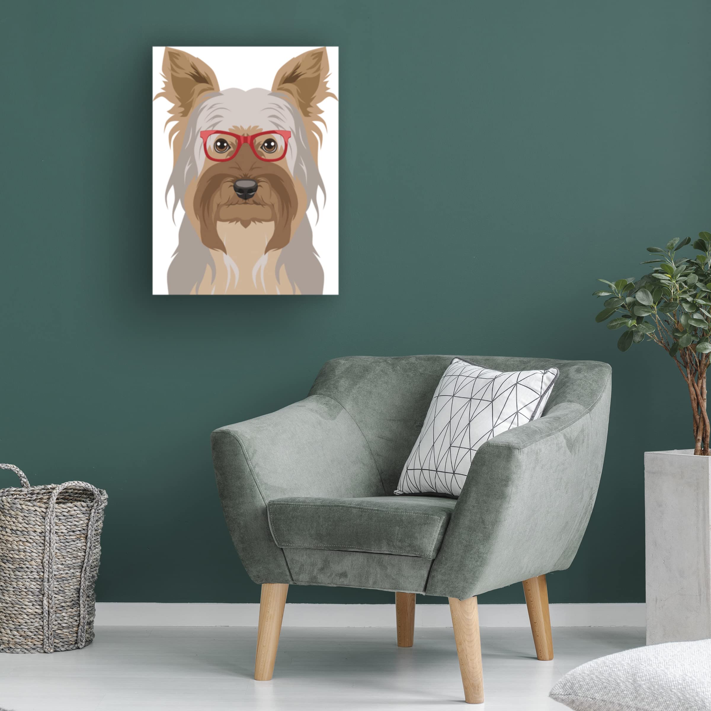 Trademark Fine Art 'Yorkshire Terrier Wearing Hipster Glasses 2' Canvas Wall Art Print by Furbaby Affiliates - Perfect for Pet Lovers' Home Decor, Office & Gift Giving