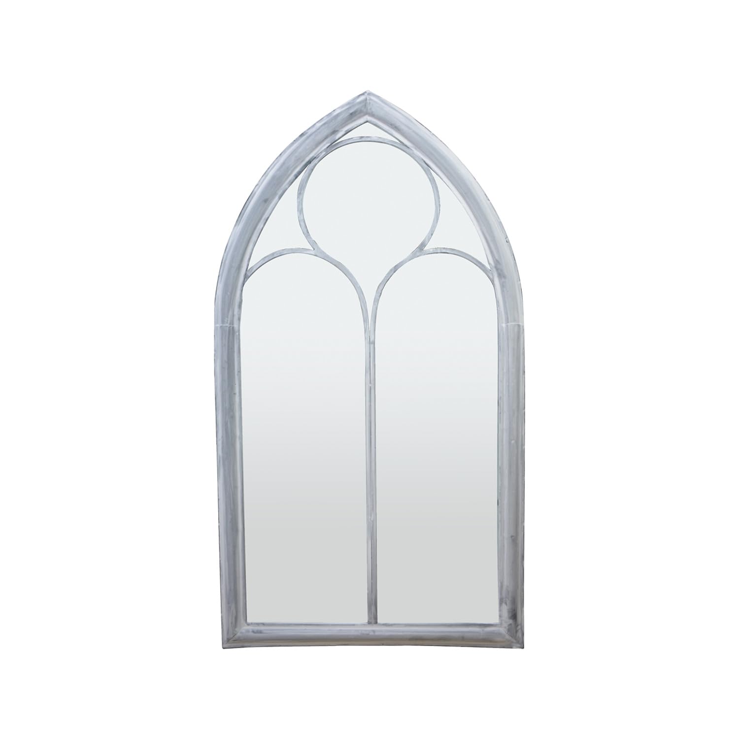 Vintage Church Window Mirror - Gothic Pointed Arch Design with Shabby Chic Painted Finish | Perfect for Home Decor, Bedroom Wall Art, and Gothic Style Interior Design