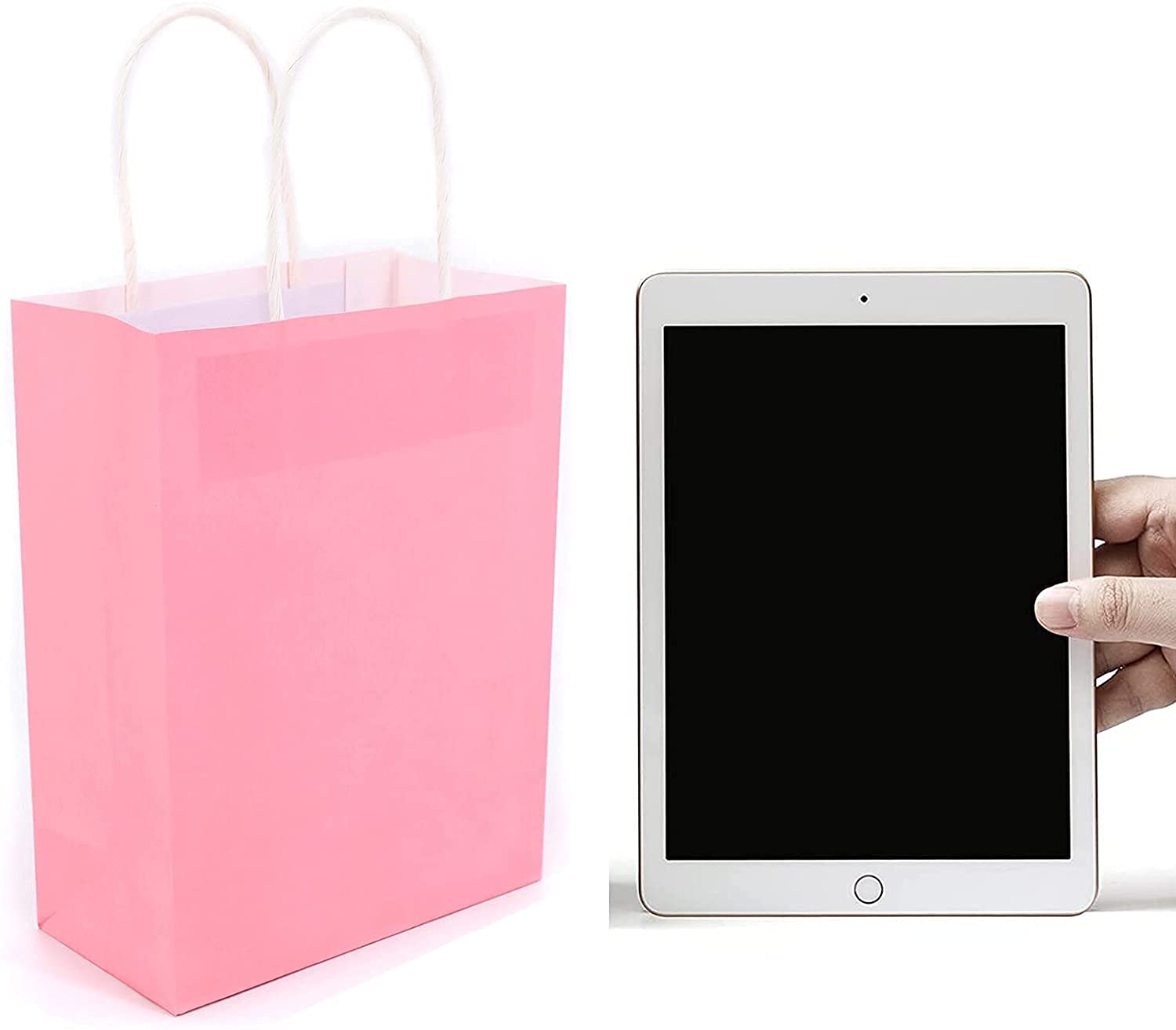 10 Pack Pink Kraft Paper Gift Bags with Handles - Small Party Favor Bags for Christmas, Birthday, Wedding & Celebrations | Perfect for Candy, Treats, Small Gifts & Party Favors