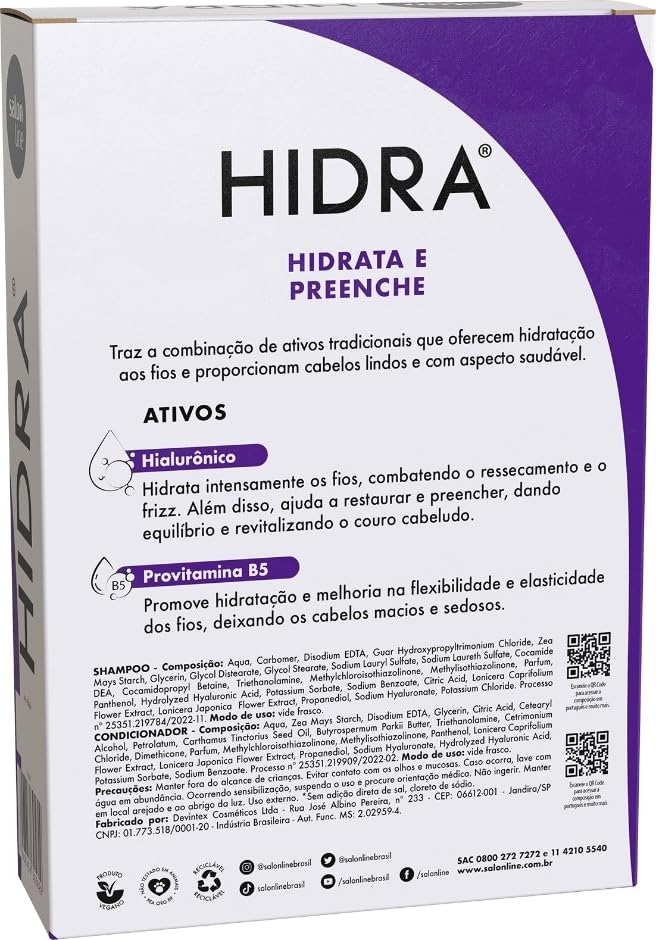Salon Line Hydra Hyaluronic Shampoo and Conditioner Set - Deep Moisturizing & Filling Hair Care Kit (2 x 10.14 Fl Oz) - Perfect for Dry, Damaged Hair & Salon-Quality Hydration at Home