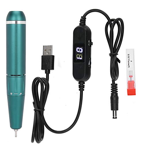 Electric Nail Drill Polisher - Professional Manicure Pen for Nail Shaping & Polishing, Rechargeable Nail Art Tool with 6 Bits (Olive Green) - Perfect for Home Salon, Nail Art Enthusiasts & Professional Nail Technicians