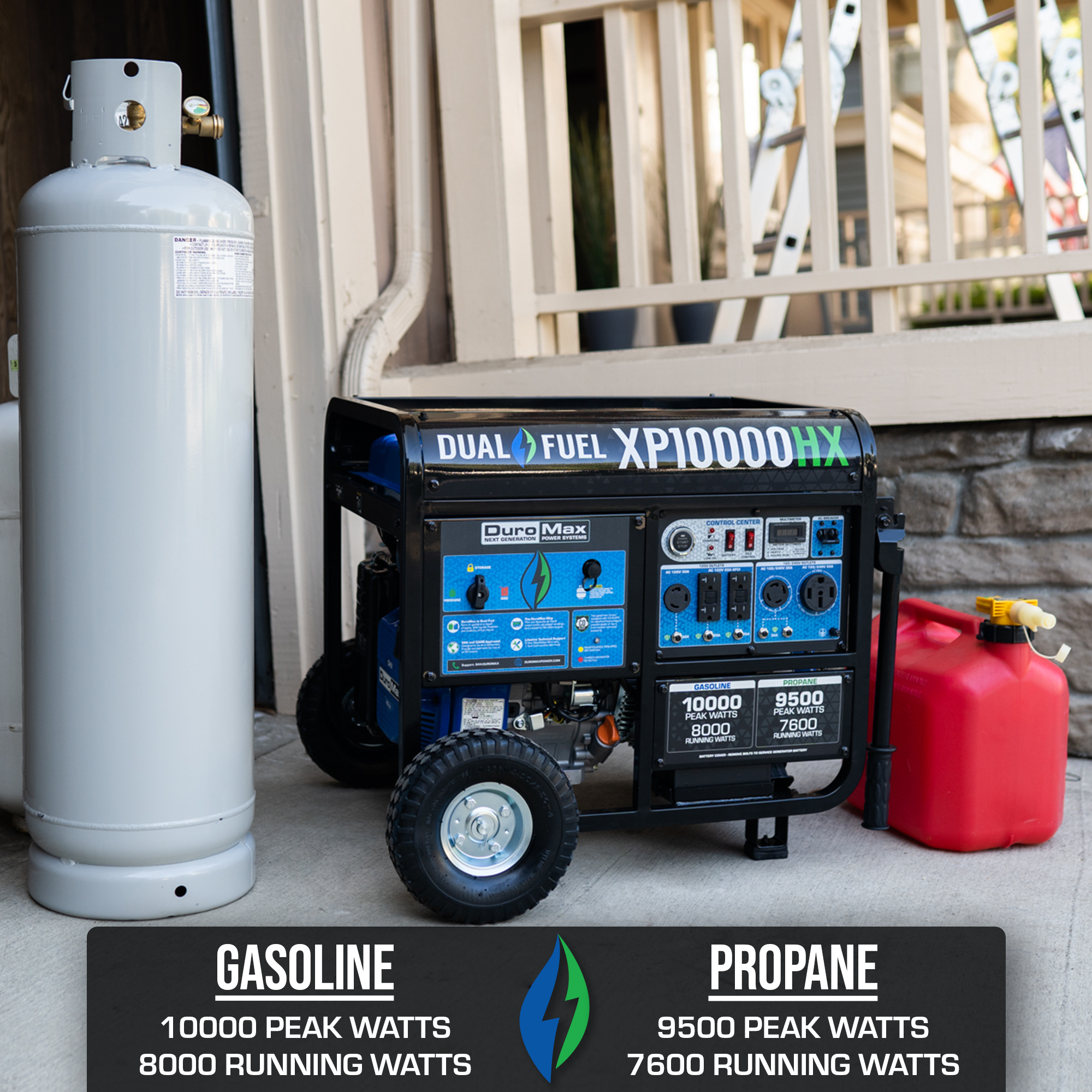 10,000W Dual Fuel Portable Inverter Generator with CO Alert - Reliable Backup Power for Camping, RV, Home & Emergency Use