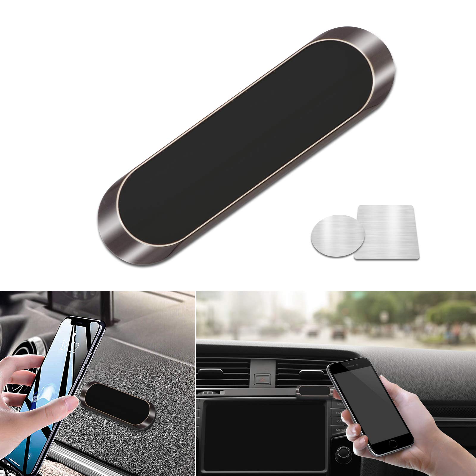 Xotic Tech Magnetic Car Phone Holder - Universal Dashboard & Desk Mount with Strong Mini Magnet for Fast Capture - Compatible with iPhone 15/14/13 Pro/Plus, Galaxy S23/S23+/S23 Ultra, Z Flip 5/Fold 5, LG G9/V60 - Secure Hands-Free Use While Driving, Working, or Traveling - Black