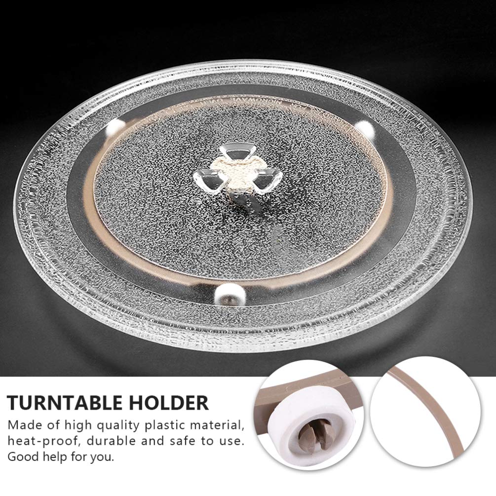 2 Pack Hemoton Microwave Turntable Bracket - 3 Wheel Oven Rack Replacement, Plastic Ring Turntable Holder for Microwave Inner Support | Fits Most Brands, Easy Installation | Perfect for Heating Food Evenly & Replacing Broken Parts