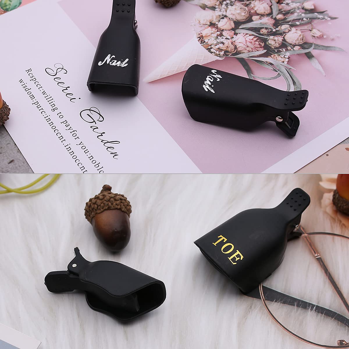 20 PCS Black Nail Polish Remover Clips for Gel & Acrylic Nails - Reusable Finger & Toenail Soak Off Caps for Professional Nail Art Removal at Home or Salon