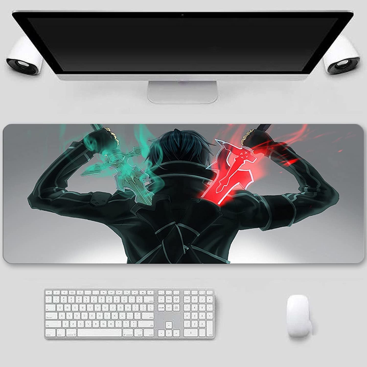 SAO Sword Art Online Anime Gaming Mouse Pad - Large 60x30cm Non-Slip Desk Mat for PC, Keyboard & Office Use - Perfect for Gamers & Anime Fans