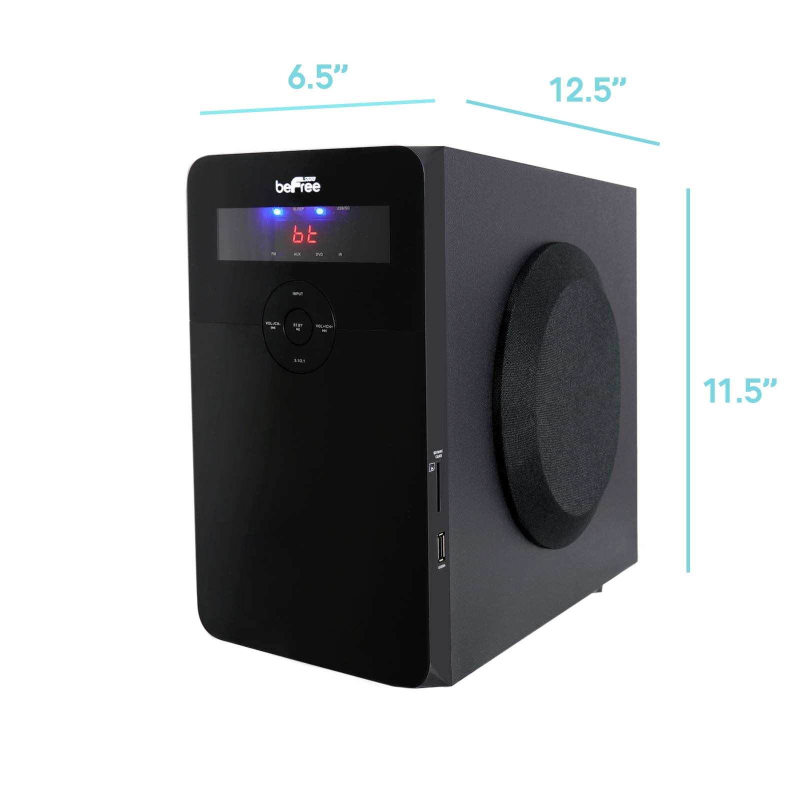 beFree Sound 5.1 Channel Bluetooth Surround Sound Speaker System - Wireless Home Theater Audio for Movies, Gaming & Music (Black)
