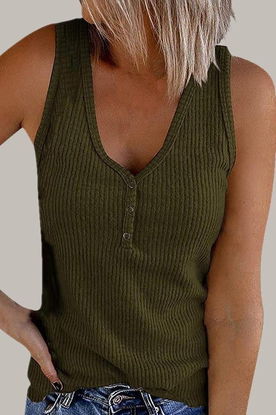 Women's Solid Color V-Neck Button-Down Sleeveless Blouse - Casual Summer Tops for Work, Date Night & Vacation Outfits