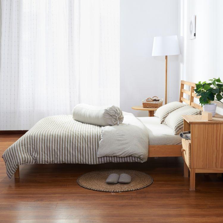 Premium Cotton Pure™ Brownie Beige Striped Jersey Pillowcase - Soft & Breathable Bedding for Comfortable Sleep - Perfect for Home, Hotel, and Travel Use