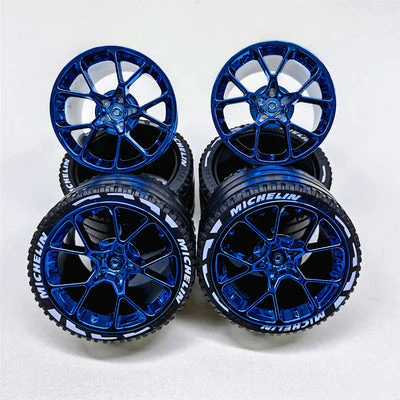 4pcs Alloy Wheel Rims & Tires Set for Porsche Bugatti 1:8 Scale Model Cars 23799 37383 - Perfect for Collectors and Die-Cast Car Display