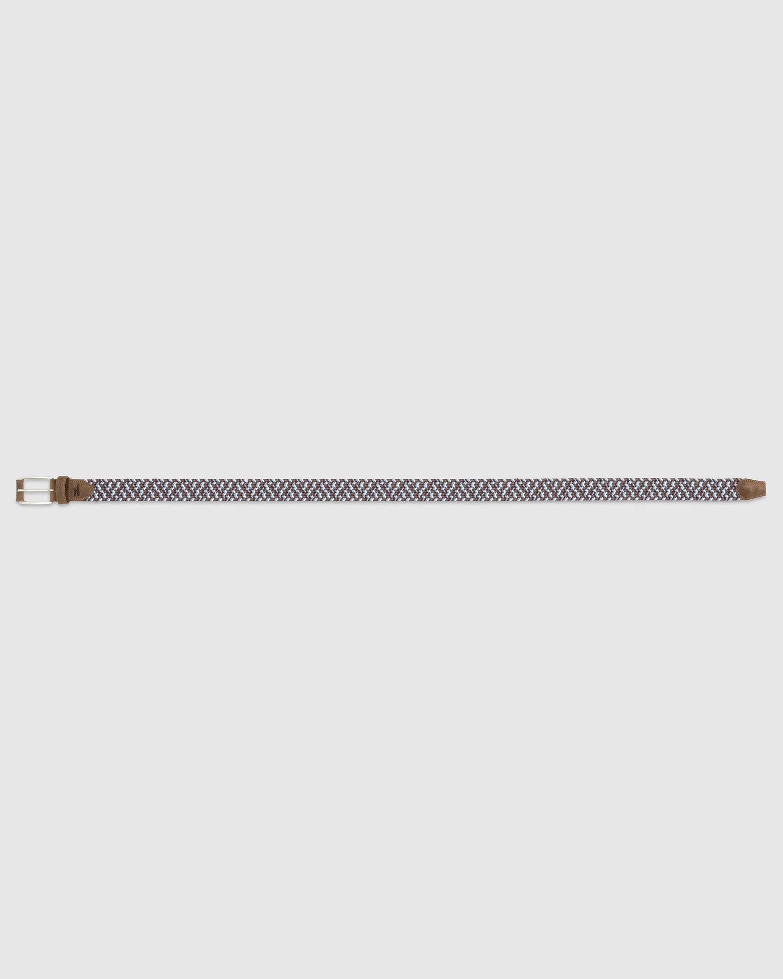 Johnnie O Men's Cotton Stretch Belt - Adjustable Casual Waistband for Jeans & Chinos | Brown & Blue Two-Tone Design | Perfect for Office, Travel & Everyday Wear