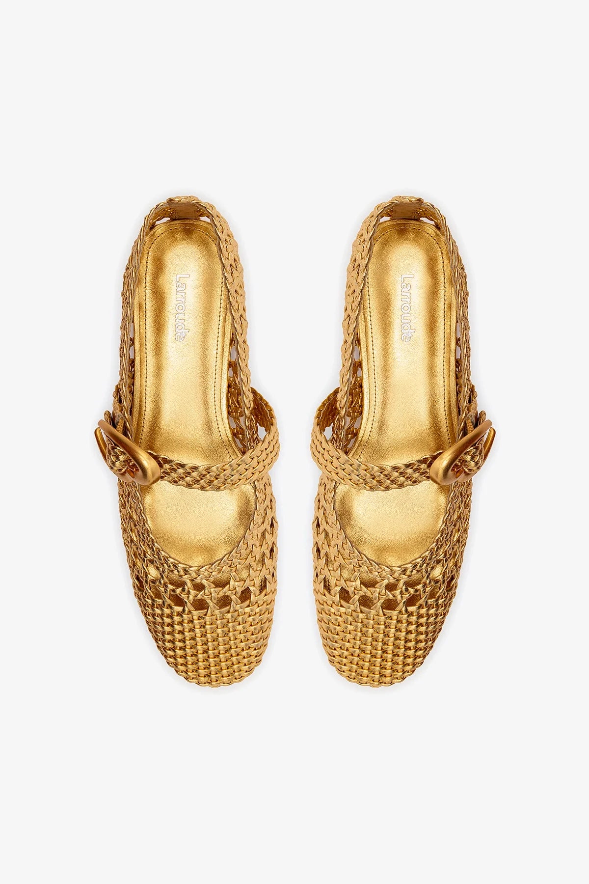 Verona Macrame Ballet Flat Shoes - Gold Metallic Leather Women's Comfortable Slip-On Loafers for Casual Wear, Office & Date Night