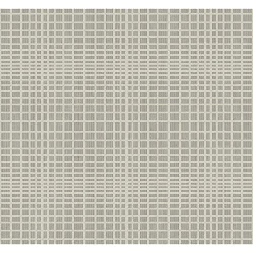 Modern Geometric Grid Wallpaper in Gray & Metallic Silver - Peel and Stick Removable Self-Adhesive for Living Room, Bedroom, Office Decor