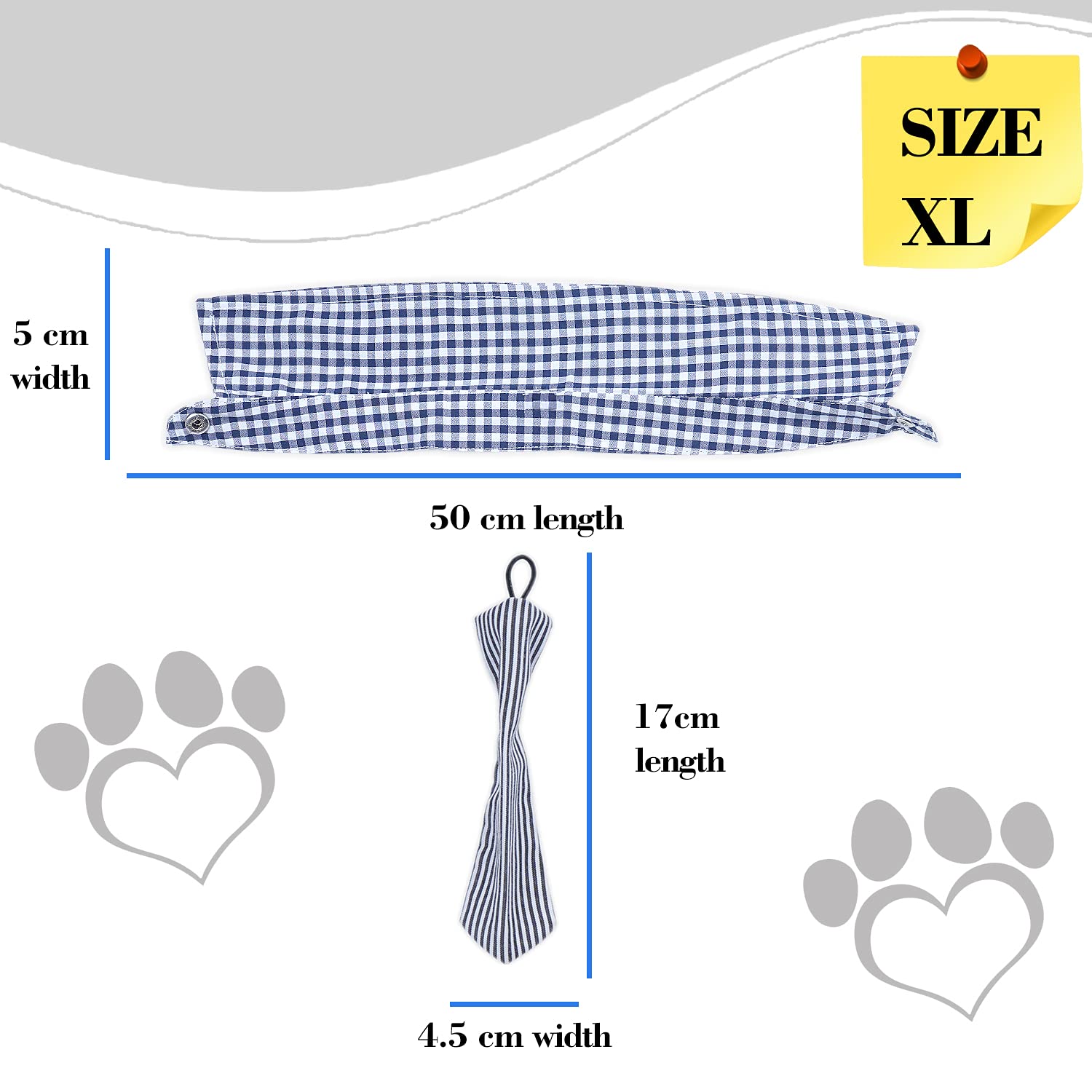 Emily Pets Adjustable Fall Dog Collar with Bow Tie - Soft Comfortable Collar for Small Dogs (Size L, Blue & White) - Perfect for Autumn Walks, Pet Photos & Holiday Occasions