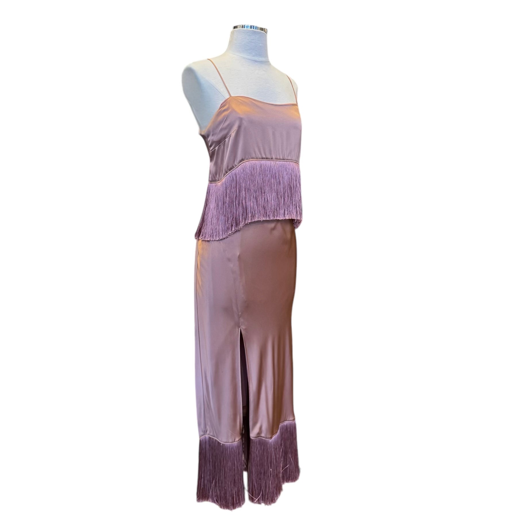 CINQ A SEPT Fringe Silk Dress for Women | Size 6 US | Elegant Party & Evening Wear for Special Occasions