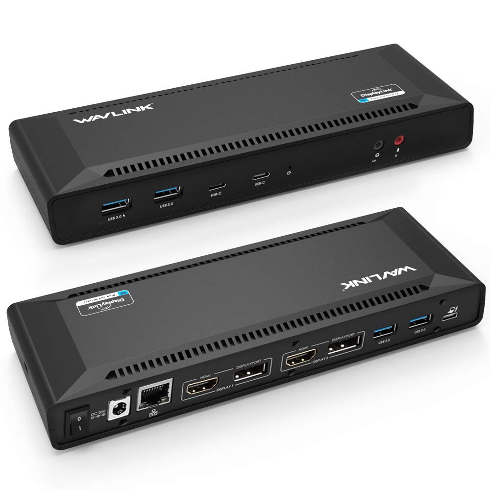 WAVLINK USB C Docking Station Dual 4K Display with 65W PD Charging for Windows & Mac - 5K@60Hz Single or Dual 4K@60Hz (2 HDMI, 2 DP, Gigabit Ethernet, 2 USB-C, 4 USB 3.0) - Perfect for Home Office & Multi-Monitor Workstations
