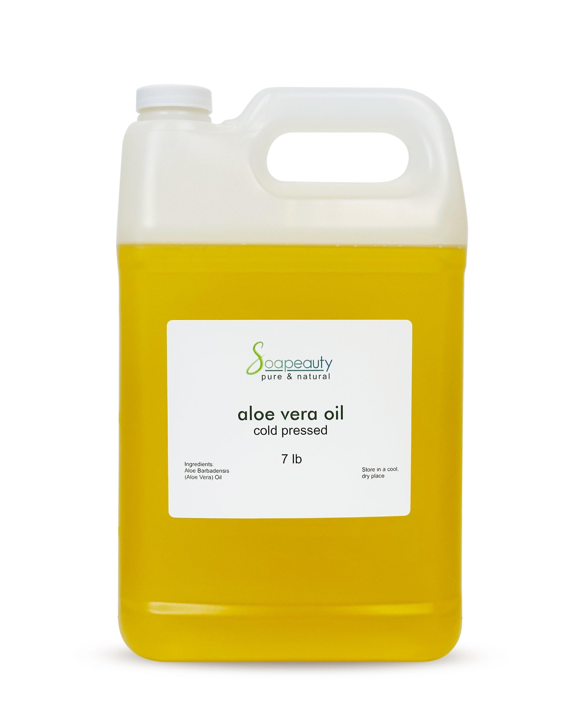 Soapeauty 100% Pure Cold Pressed Aloe Vera Oil for Skin, Face & Hair Care - Natural Moisturizer & Soothing Treatment for Dry Skin, Scalp & Hair Growth - 7 Pound Bulk Size for Spa, Massage & DIY Beauty Recipes
