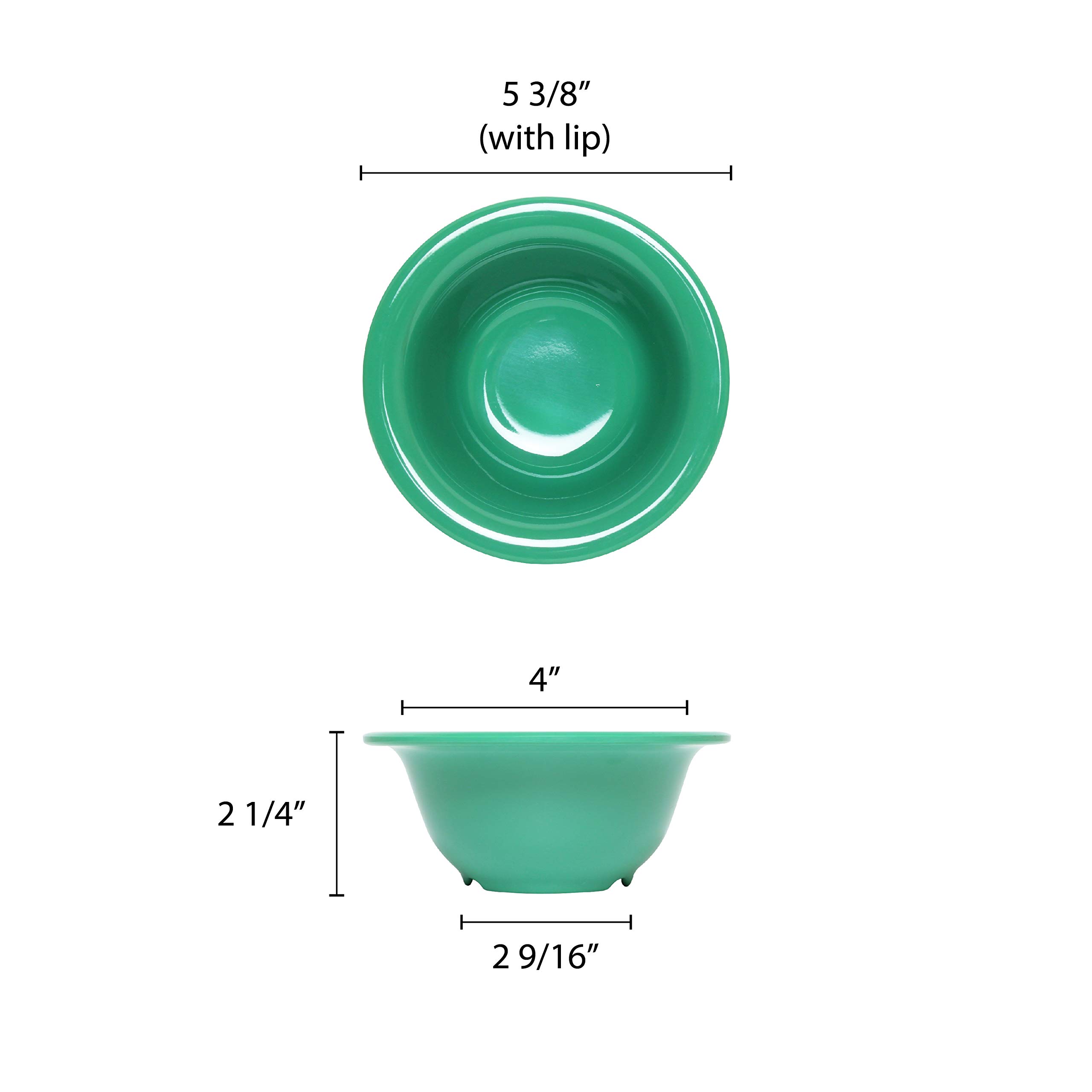 Premium Green Melamine Soup Bowl Set - 5.375 Inch, 10 oz (Pack of 12) - Durable & Lightweight Dinnerware for Outdoor Picnics, Camping, and Everyday Use