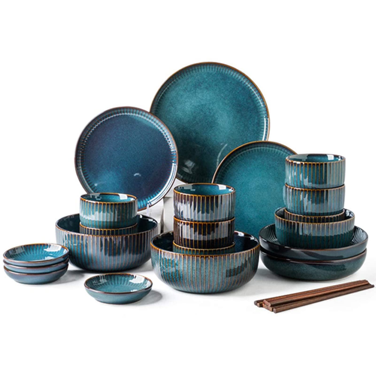 28-Piece Modern Porcelain Dinnerware Set for 8 - Elegant Stoneware Plates & Bowls Set with Glaze Finish | Perfect for Family Dinners, Entertaining Guests & Restaurant-Style Dining