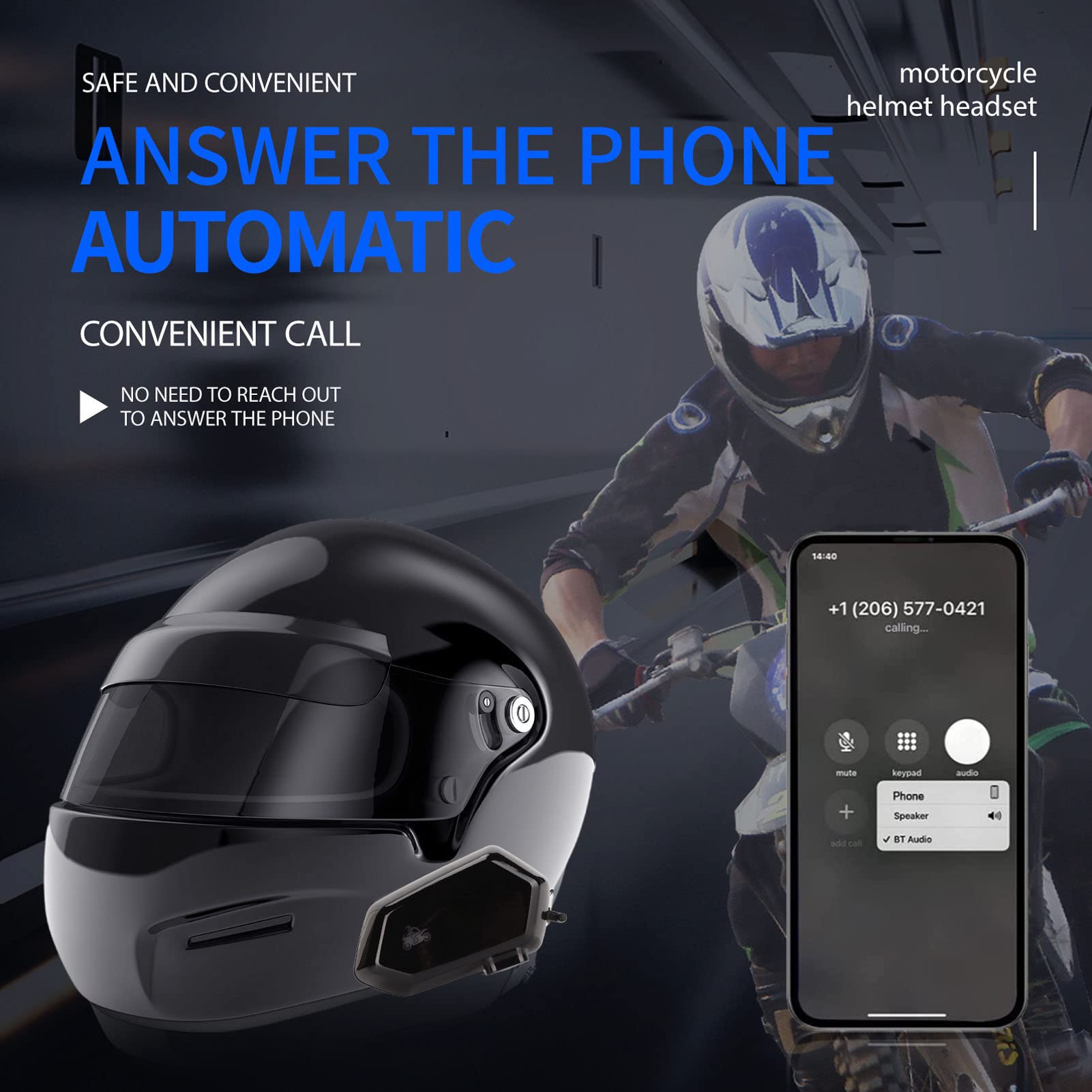 Tangxi Bluetooth Motorcycle Helmet Headset - Wireless Intercom Communication System with Smart Noise Cancellation & Long Battery Life - Perfect for Group Riding, GPS Navigation & Hands-Free Calls