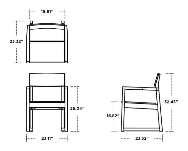 Polywood EDGE Dining Arm Chair - Weather-Resistant Outdoor Furniture for Patio, Deck, and Garden - Perfect for Dining, Lounging, and Entertaining