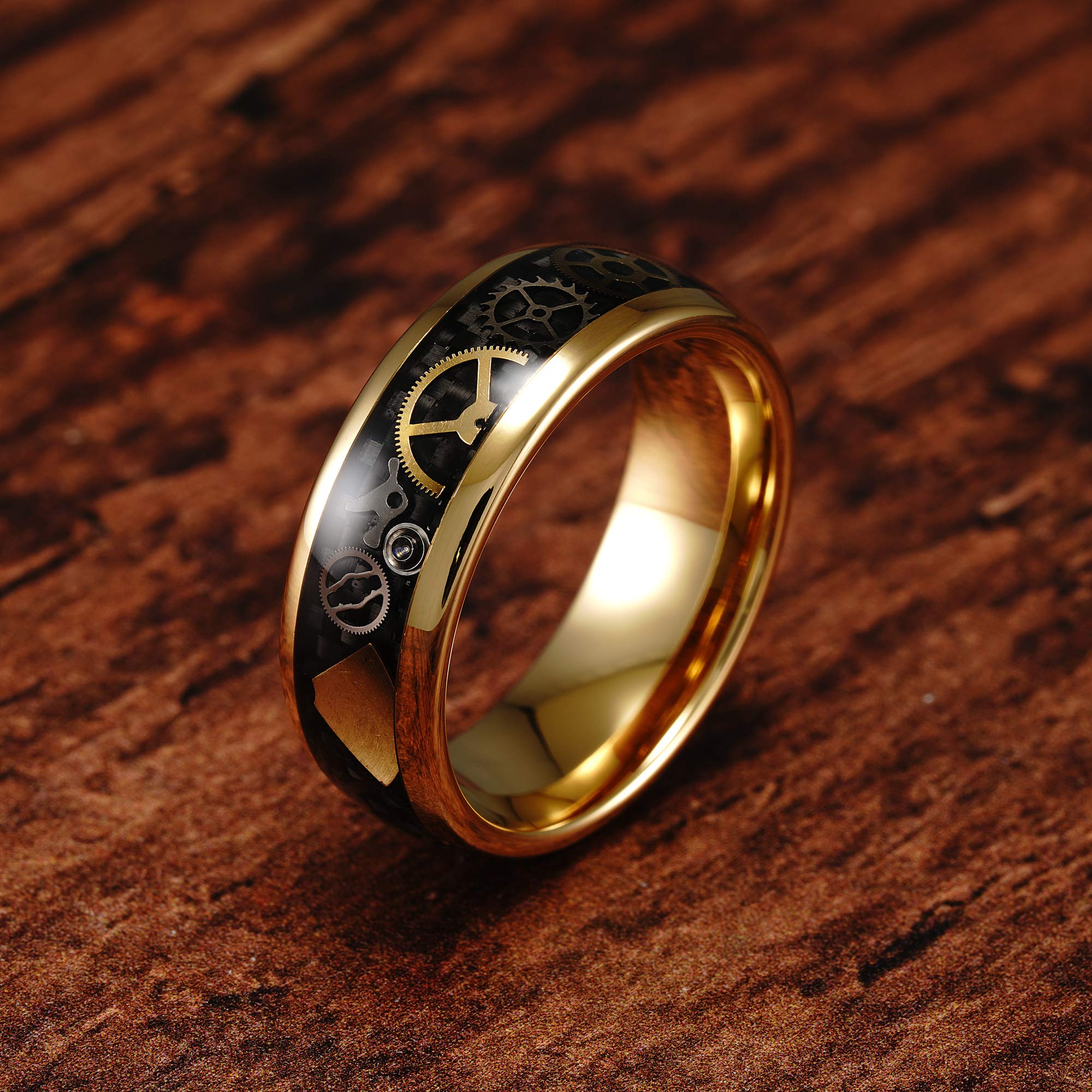 Steampunk Gear Tungsten Rings for Men - Durable Wedding Bands & Promise Rings (Sizes 6-16) - Perfect for Engagements, Anniversaries & Gothic Fashion Accessories